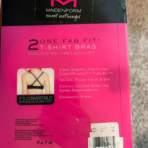 NWT MAIDENFORM One Fab Fit T-Shirt Bras - Red and Ivory. 38D - Picture 2 of 2